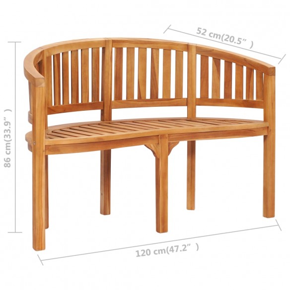 Banc de jardin en forme de banane 120 cm Teck solide