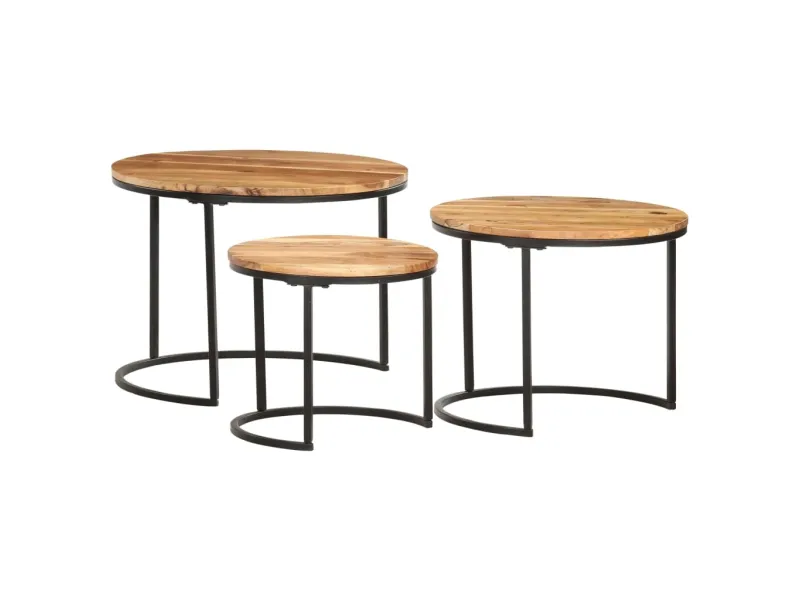 Tables gigognes 3 pcs Bois d'acacia massif