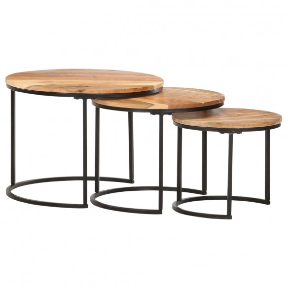 Tables gigognes 3 pcs Bois d'acacia massif