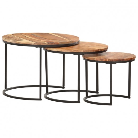 Tables gigognes 3 pcs Bois d'acacia massif