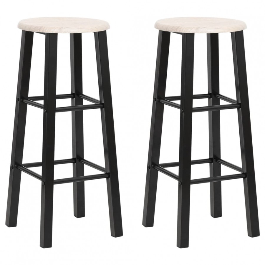 Tabourets de bar lot de 2 noir MDF