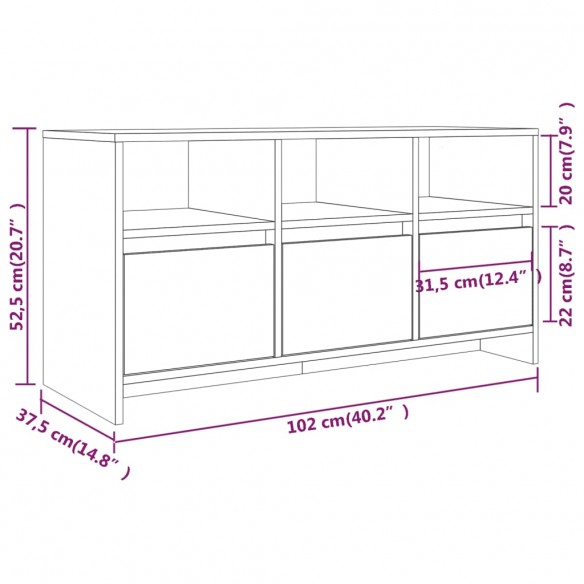 Meuble TV Chêne marron 102x37,5x52,5 cm Aggloméré