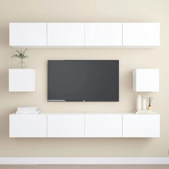 Ensemble de meubles TV 6 pcs Blanc Aggloméré