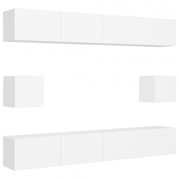 Ensemble de meubles TV 6 pcs Blanc Aggloméré