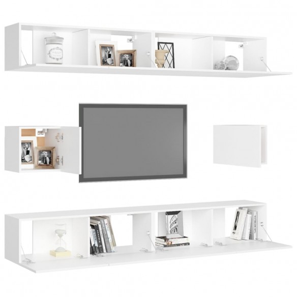 Ensemble de meubles TV 6 pcs Blanc Aggloméré