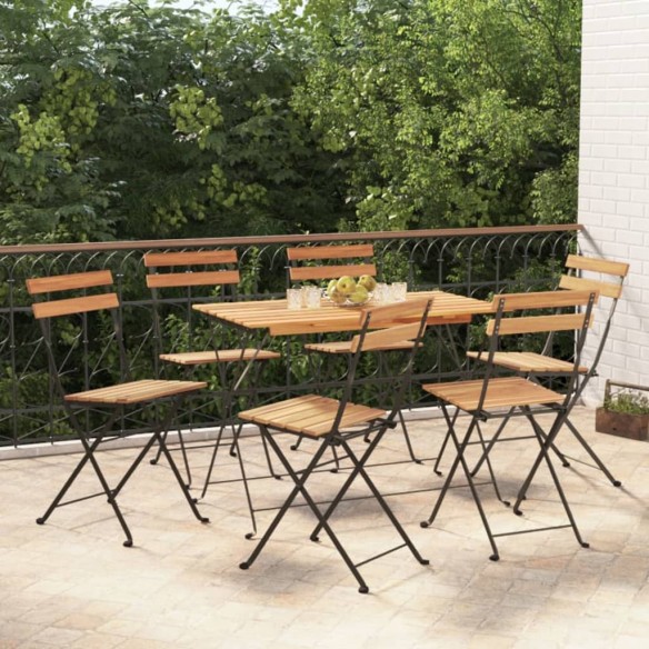 Chaises de bistrot pliantes 6 pcs Bois de teck solide et acier