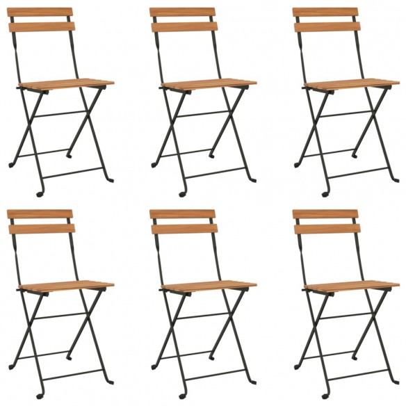 Chaises de bistrot pliantes 6 pcs Bois de teck solide et acier