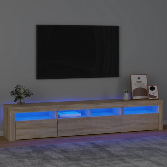 Meuble TV avec lumières LED Chêne sonoma 210x35x40 cm