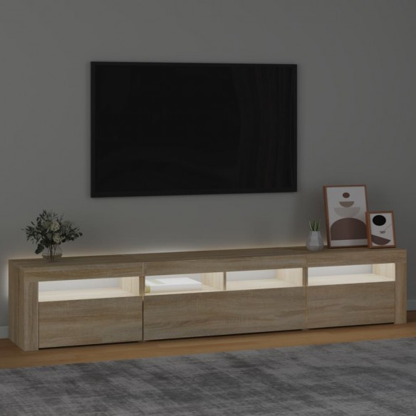 Meuble TV avec lumières LED Chêne sonoma 210x35x40 cm