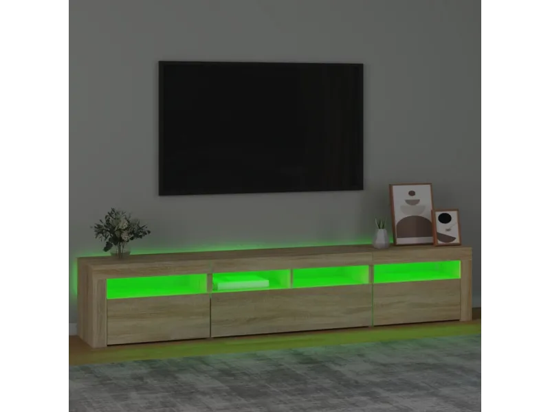 Meuble TV avec lumières LED Chêne sonoma 210x35x40 cm