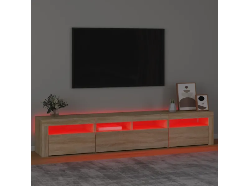 Meuble TV avec lumières LED Chêne sonoma 210x35x40 cm