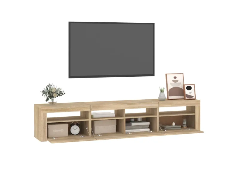 Meuble TV avec lumières LED Chêne sonoma 210x35x40 cm