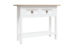 Table console Gamme Corona Pin mexicain Blanc 90x34,5x73 cm 2