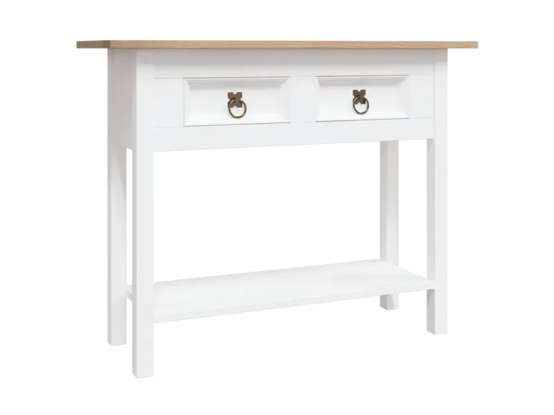 Table console Gamme Corona Pin mexicain Blanc 90x34,5x73 cm
