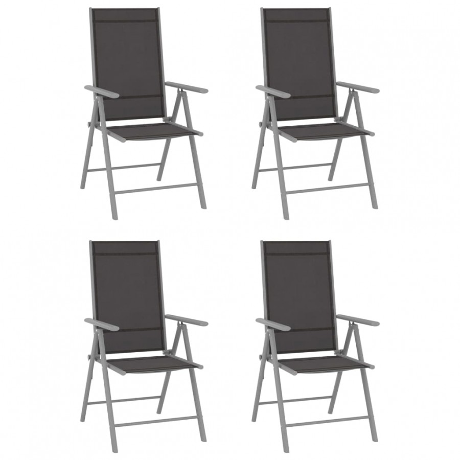 Chaises de jardin pliables 4 pcs Textilène Noir