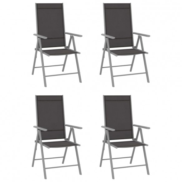 Chaises de jardin pliables 4 pcs Textilène Noir