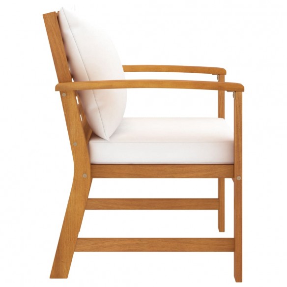 Chaises de jardin 2 pcs avec coussin crème Bois d'acacia massif