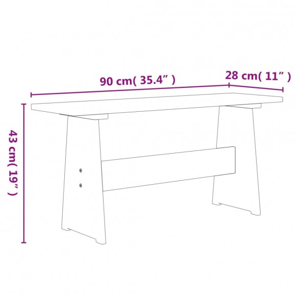 Table à manger avec banc Blanc Bois de pin solide