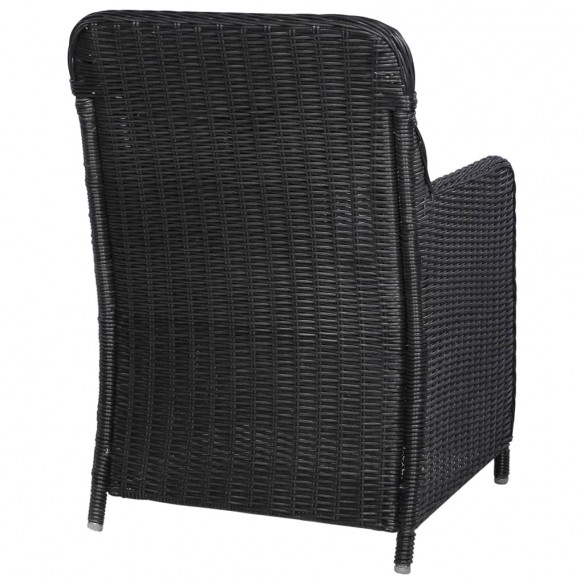 2 pcs Chaises d'extérieur avec coussins Résine tressée Noir