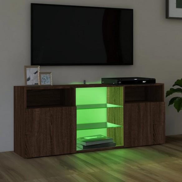 Meuble TV avec lumières LED Chêne marron 120x30x50 cm