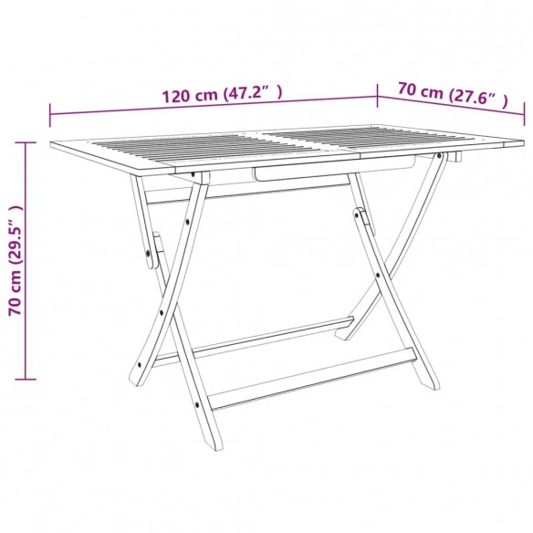 Table pliable de jardin 120x70x75 cm Bois d'eucalyptus solide