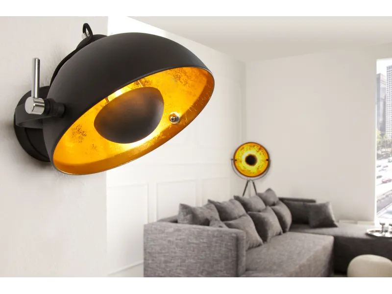 Applique murale en acier inoxydable coloris noir et or