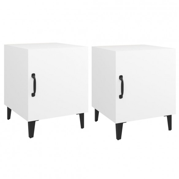 Tables de chevet 2 pcs Blanc Bois d'ingénierie