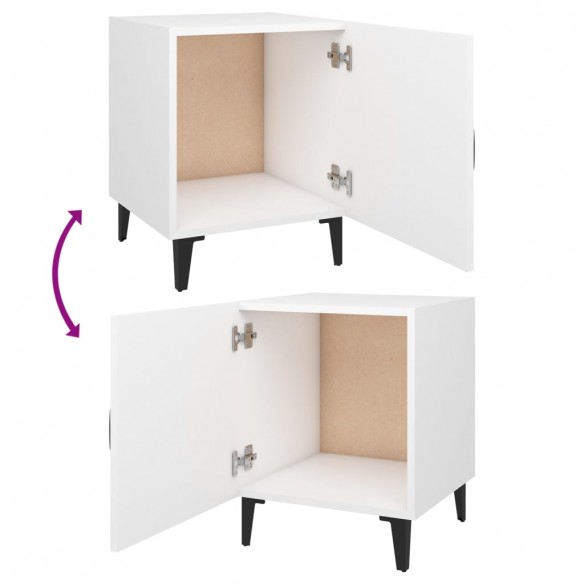 Tables de chevet 2 pcs Blanc Bois d'ingénierie