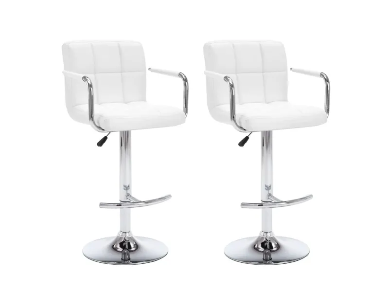 Tabourets de bar lot de 2 blanc similicuir