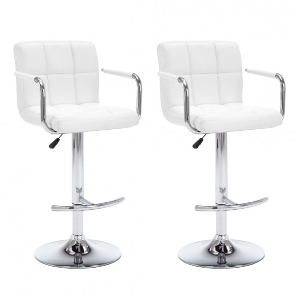 Tabourets de bar lot de 2 blanc similicuir