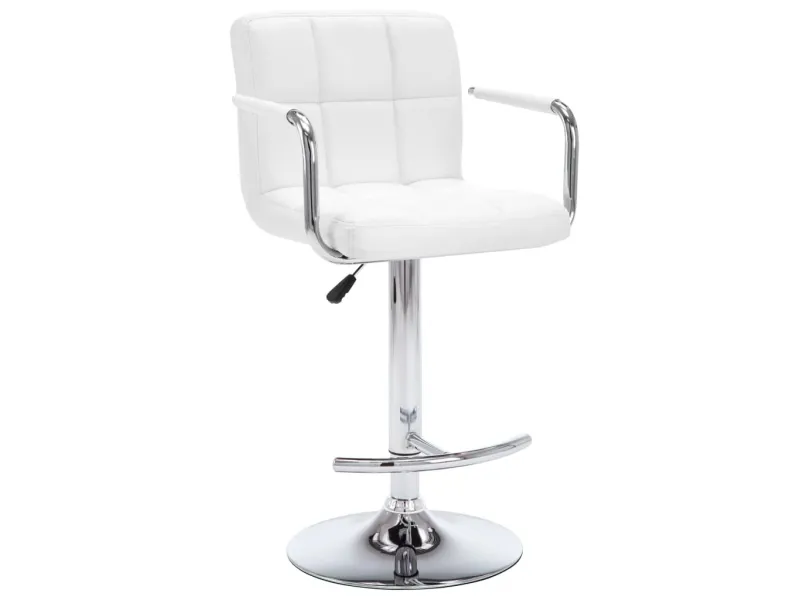 Tabourets de bar lot de 2 blanc similicuir