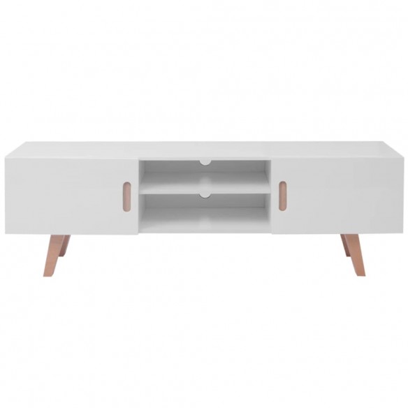 Meuble TV MDF 150x35x48,5 cm Blanc brillant