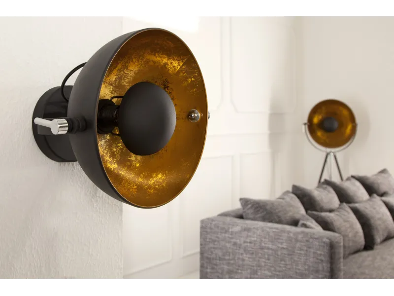 Applique murale en acier inoxydable coloris noir et or