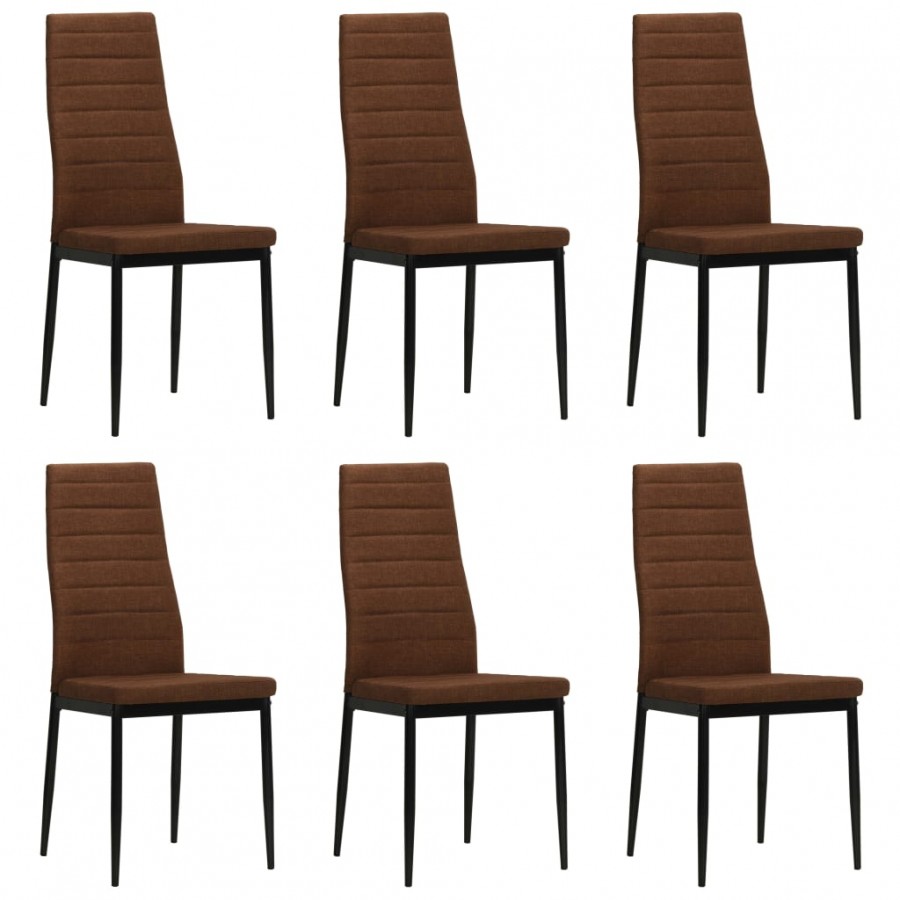 Chaises à manger lot de 6 marron tissu