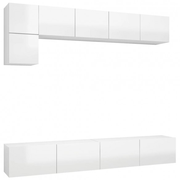 Ensemble de meuble TV 5 pcs Blanc brillant Aggloméré