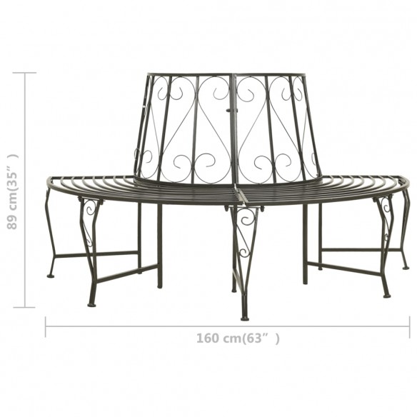 Banc d'arbre de jardin Demi-rond 160 cm Acier