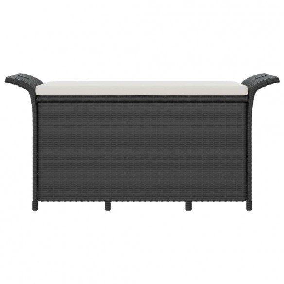 Banc de jardin avec coussin noir 116x46x57 cm résine tressée