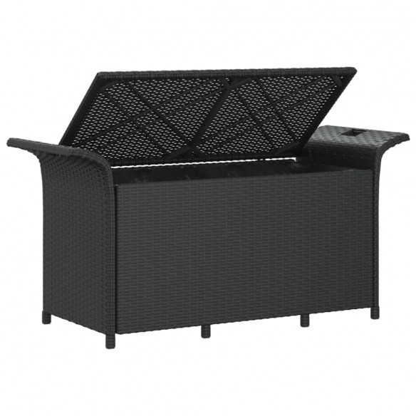 Banc de jardin avec coussin noir 116x46x57 cm résine tressée