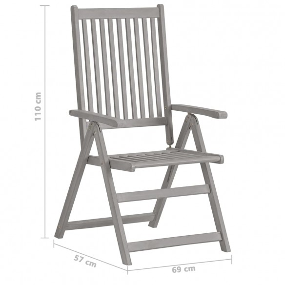 Chaises inclinables de jardin 2 pcs avec coussins Bois d'acacia