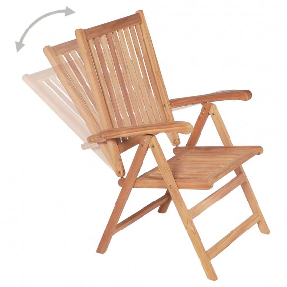 Chaises inclinables de jardin 4 pcs Bois de teck solide