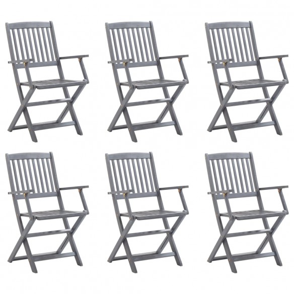 Chaises pliables d'extérieur 6 pcs Bois d'acacia solide