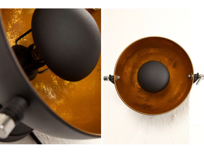 Applique murale en acier inoxydable coloris noir et or