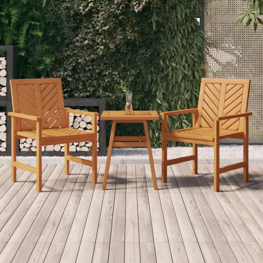 Chaises à dîner de jardin 2 pcs bois massif d'acacia