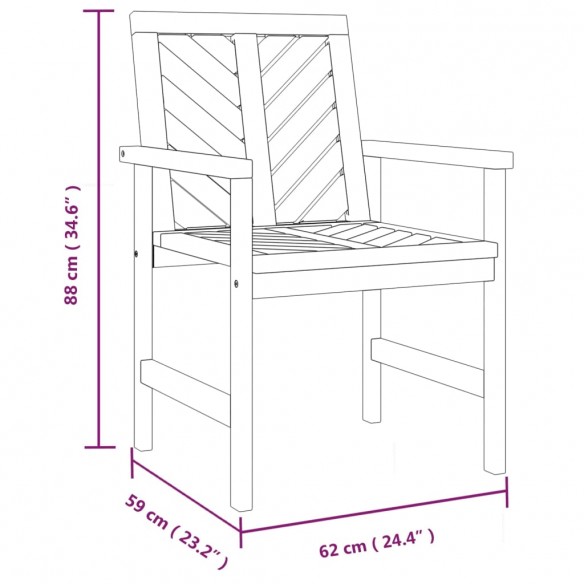 Chaises à dîner de jardin 4 pcs bois massif d'acacia