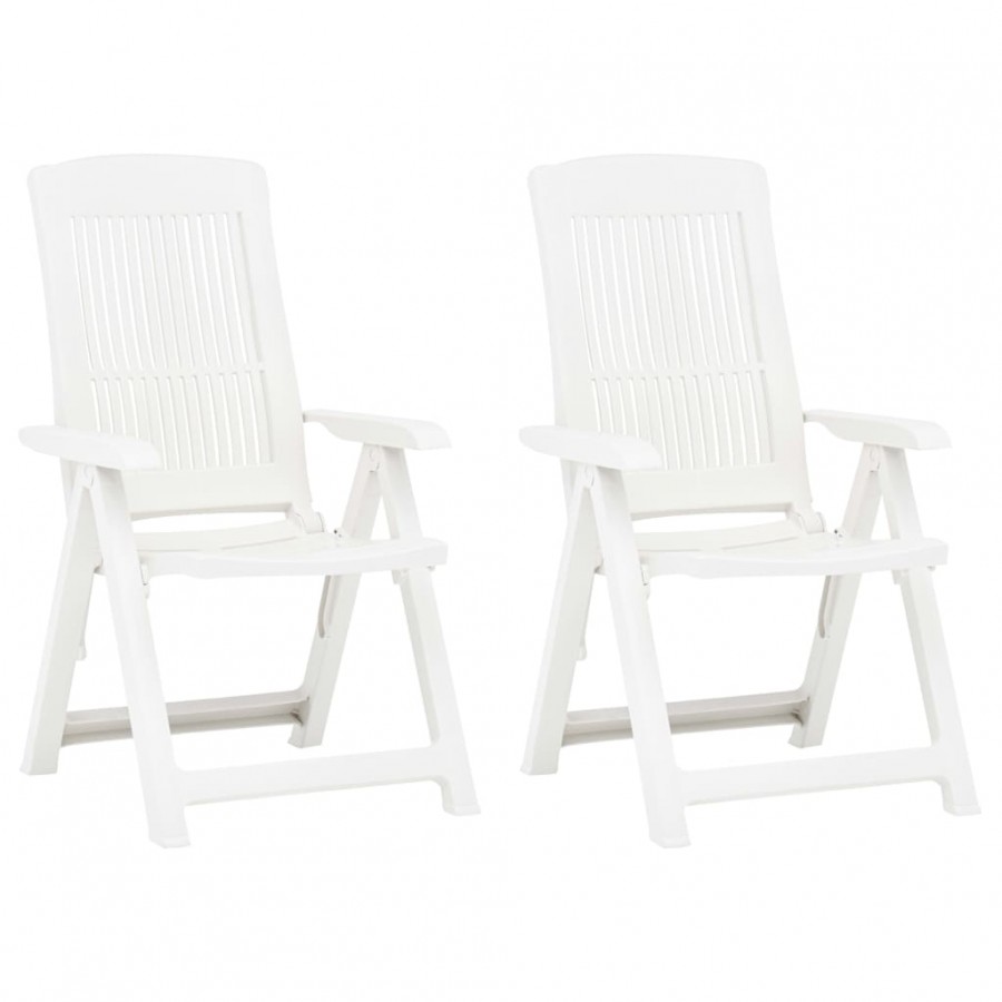 Chaises inclinables de jardin 2 pcs Plastique Blanc