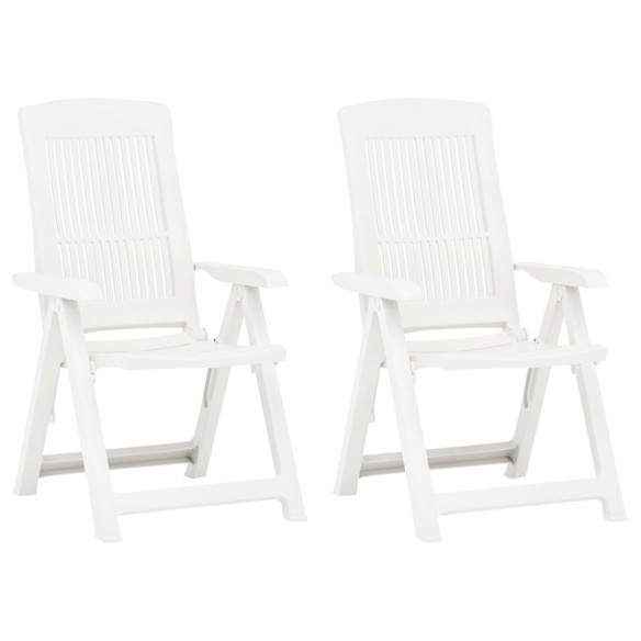 Chaises inclinables de jardin 2 pcs Plastique Blanc