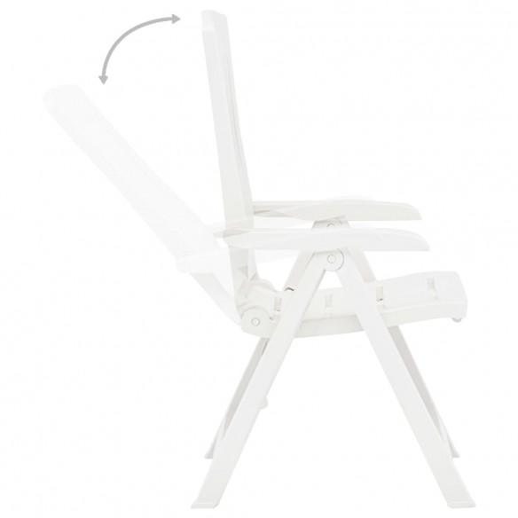 Chaises inclinables de jardin 2 pcs Plastique Blanc