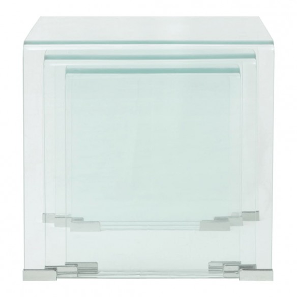 Ensemble de tables gigognes 3 Pièces Verre trempé Transparent