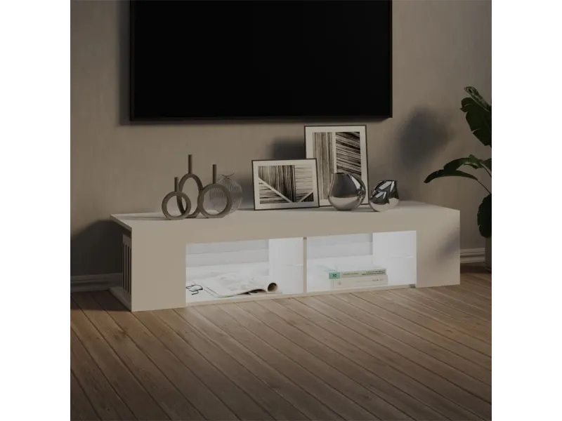 Meuble TV avec lumières LED blanc 135x39x30 cm