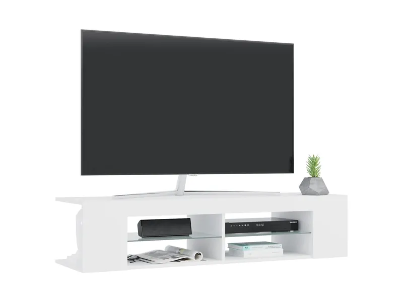 Meuble TV avec lumières LED blanc 135x39x30 cm